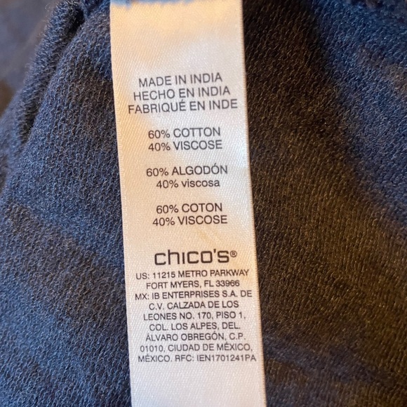 Chico’s Button Boat Boat 3/4 Sleeve Top Size 3 (XL) Blue Heather Casual Stretch - Picture 5 of 8